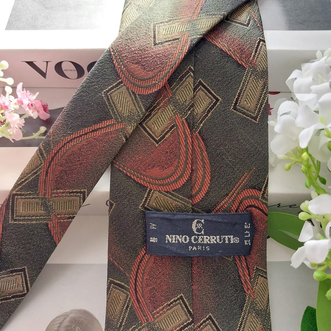 Cerruti Tie - Dark Green Abstract Jacqua 상품이미지6