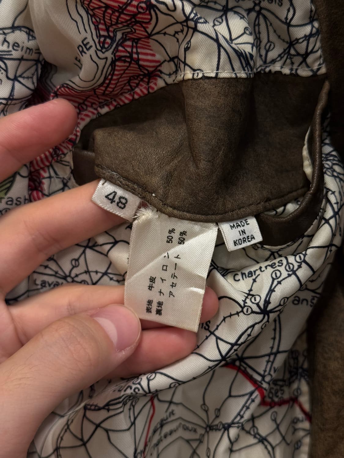(L) 90s Map-Lined Leather Bomber Jacket  상품이미지8