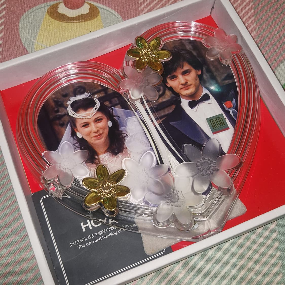 90s 호야 크리스탈 하트 꽃잎 액자 상품이미지10