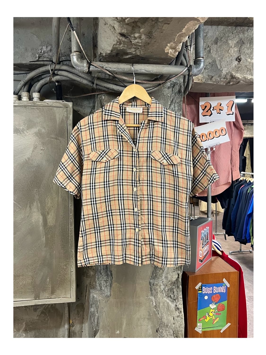 버버리 포켓 체크 반팔 셔츠 S #csz3237 상품이미지1