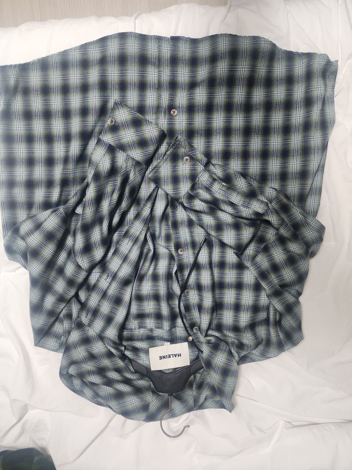 알렌느 체크후드셔츠 블루 1 상품이미지3