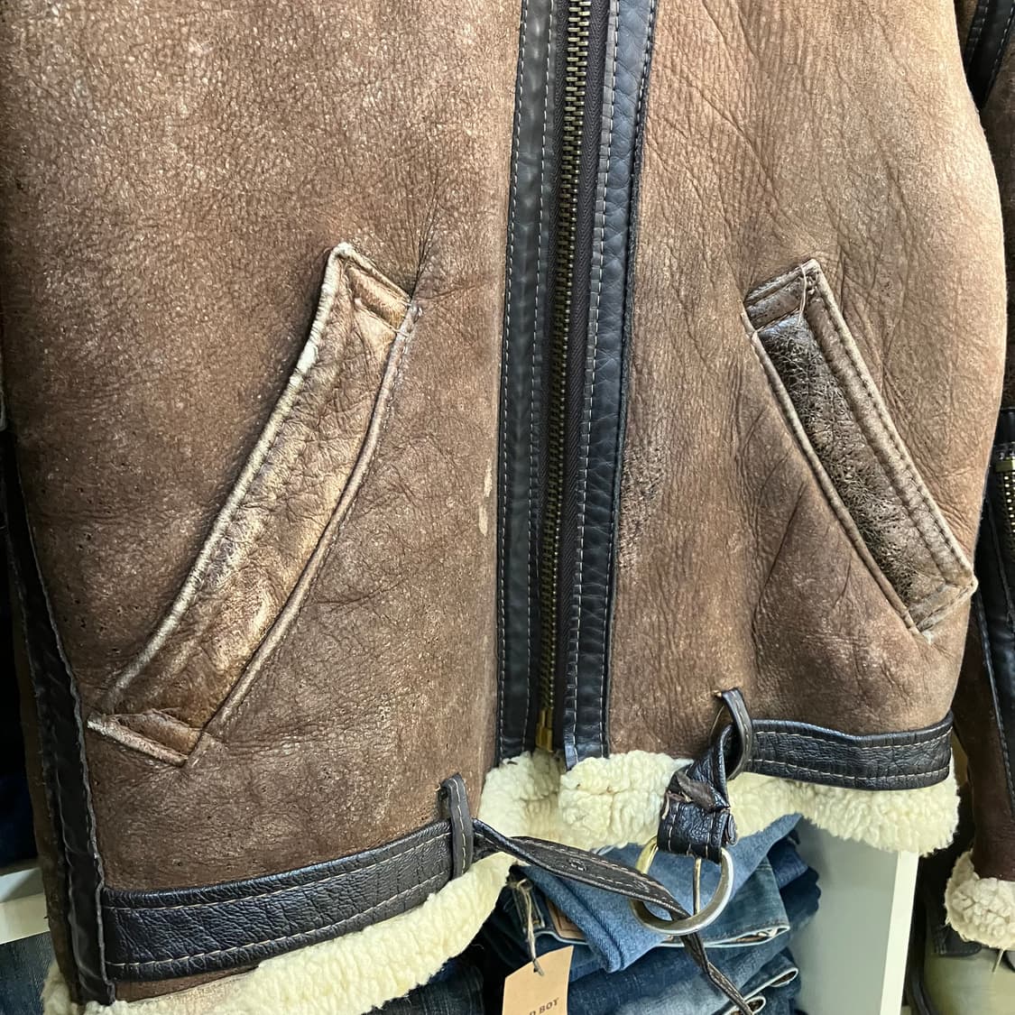 USA Schott bros 쇼트 B-3 브라운 무스탕 자켓 38 상품이미지4