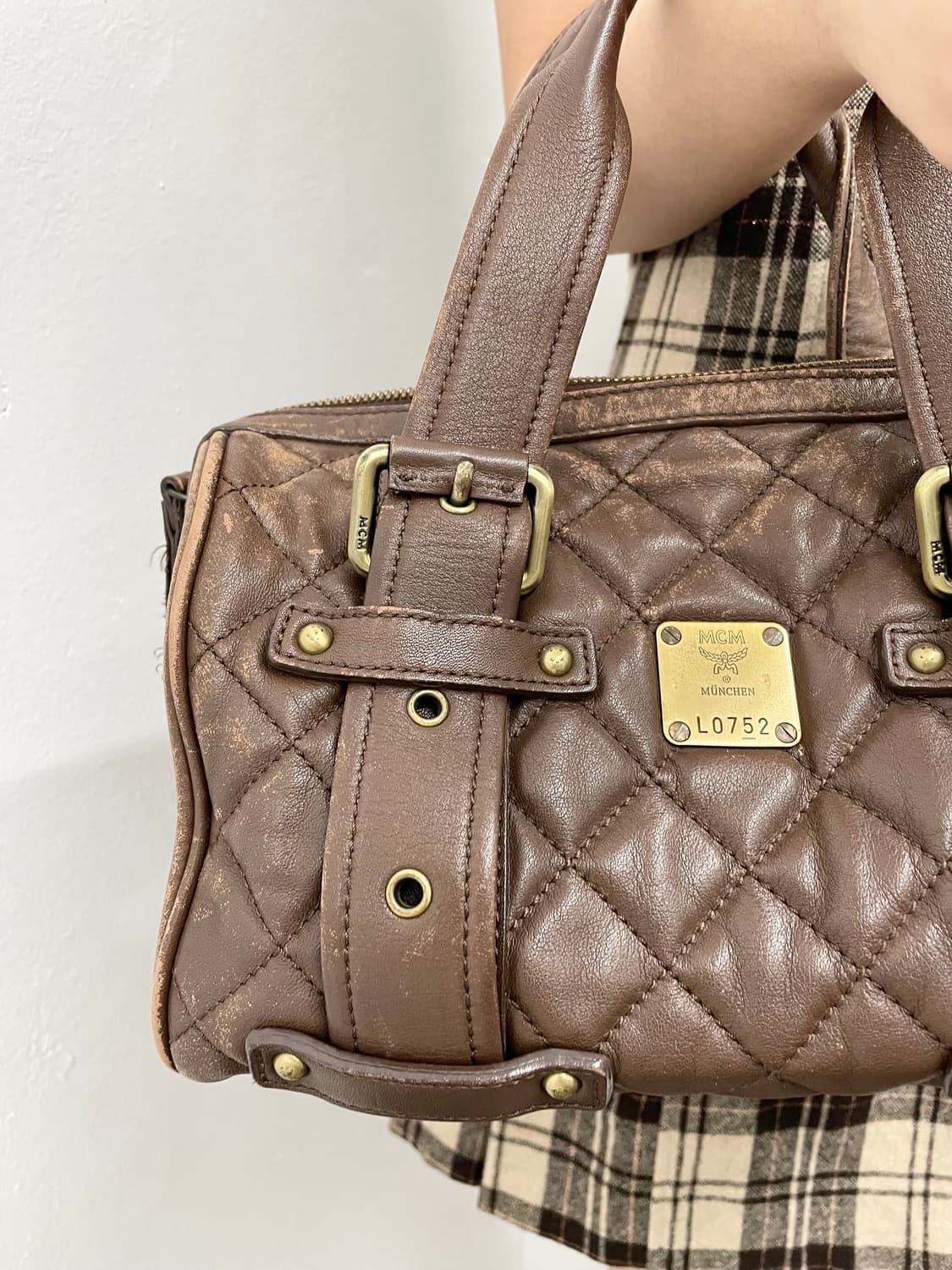 mcm 브라운 퀼팅 레더 보스톤백 *극레어 상품이미지3