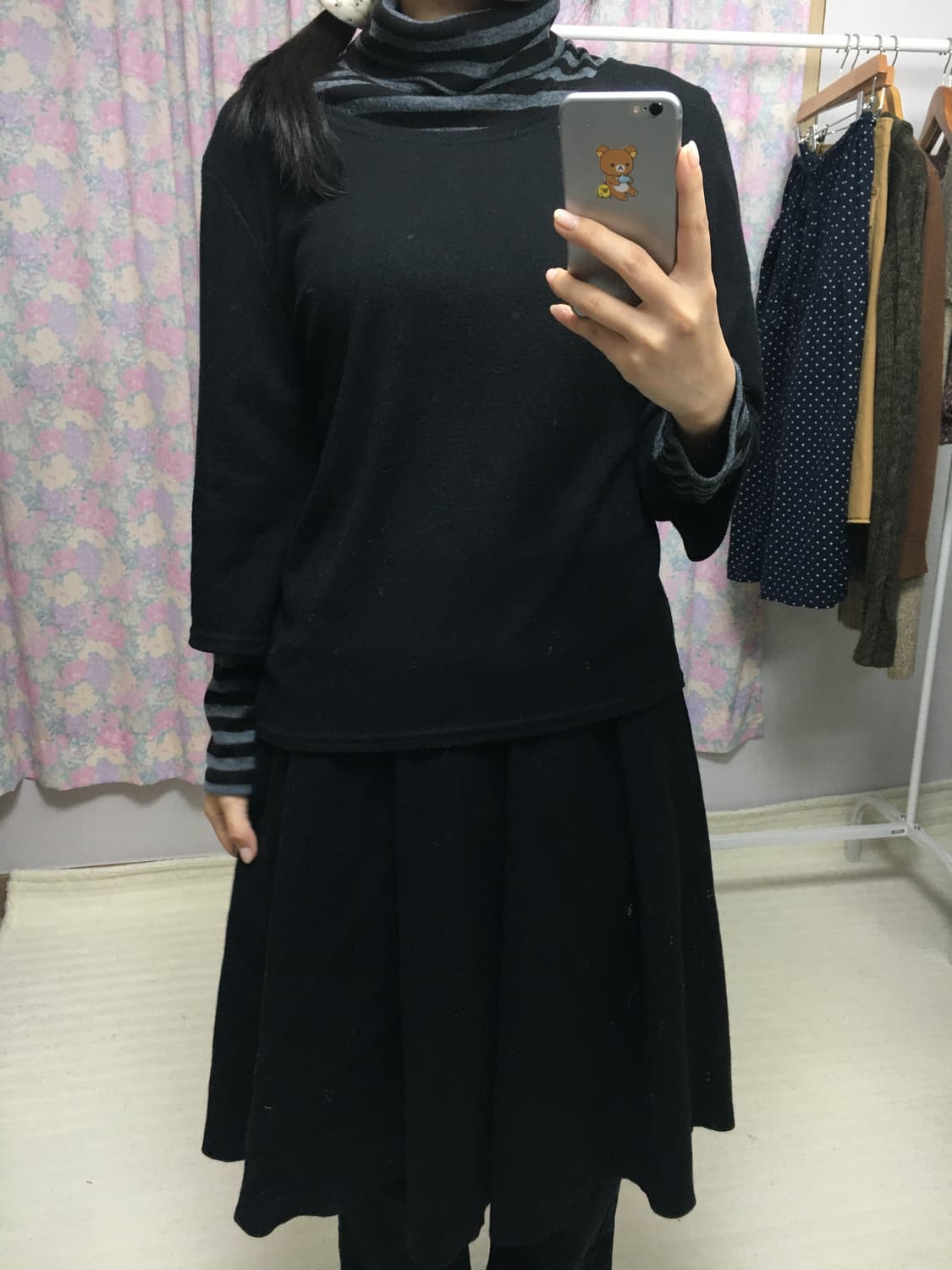 블랙 스트라이프 레이어드 티셔츠 상품이미지4