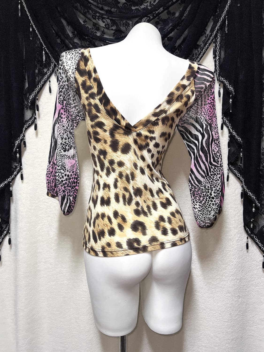 오네갸루 히메 펑크 레오파드 호피 지브라 애니멀 블라우스탑 섹시 시부야 상품이미지7