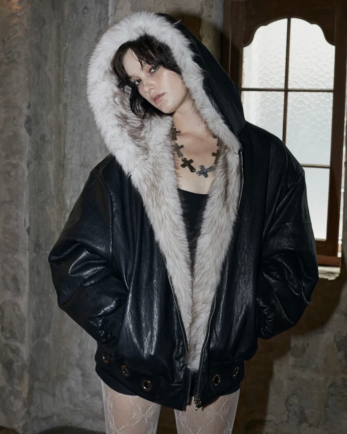 (새상품)VOONT 분트 아일렛 리버시블 퍼 레더 자켓 상품이미지3