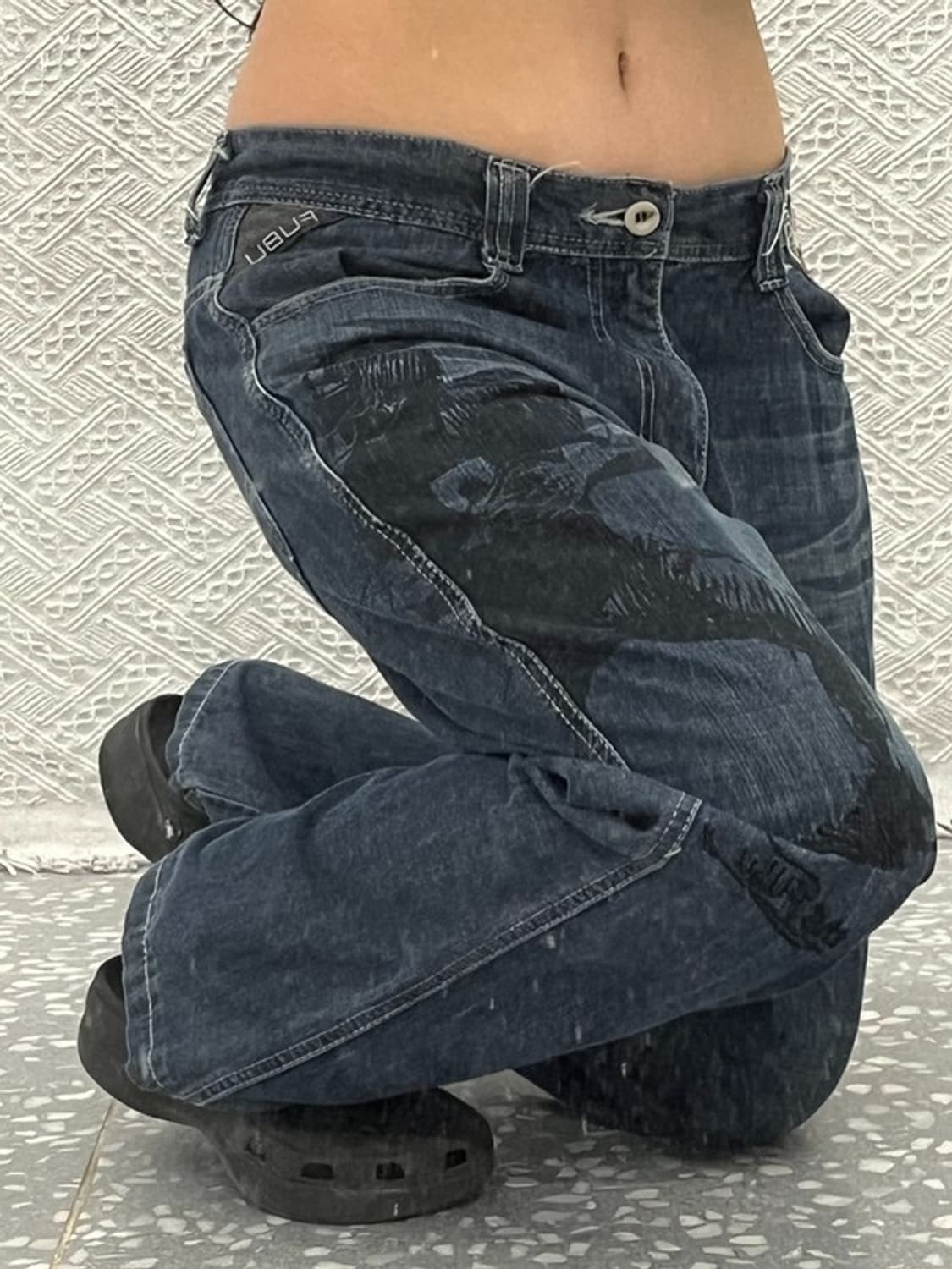 푸부 일본풍 올드스쿨 프린팅 데님 팬츠 31인치 C06469 상품이미지1