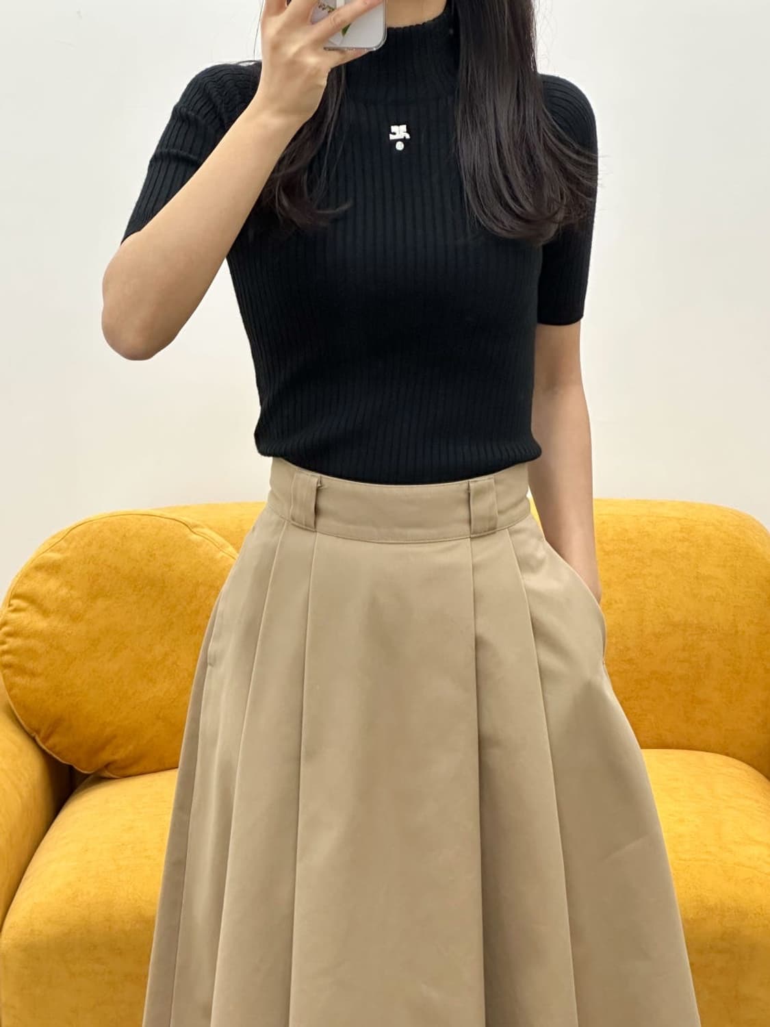 courreges / 꾸레쥬 블랙 하프넥 골지 니트  상품이미지10