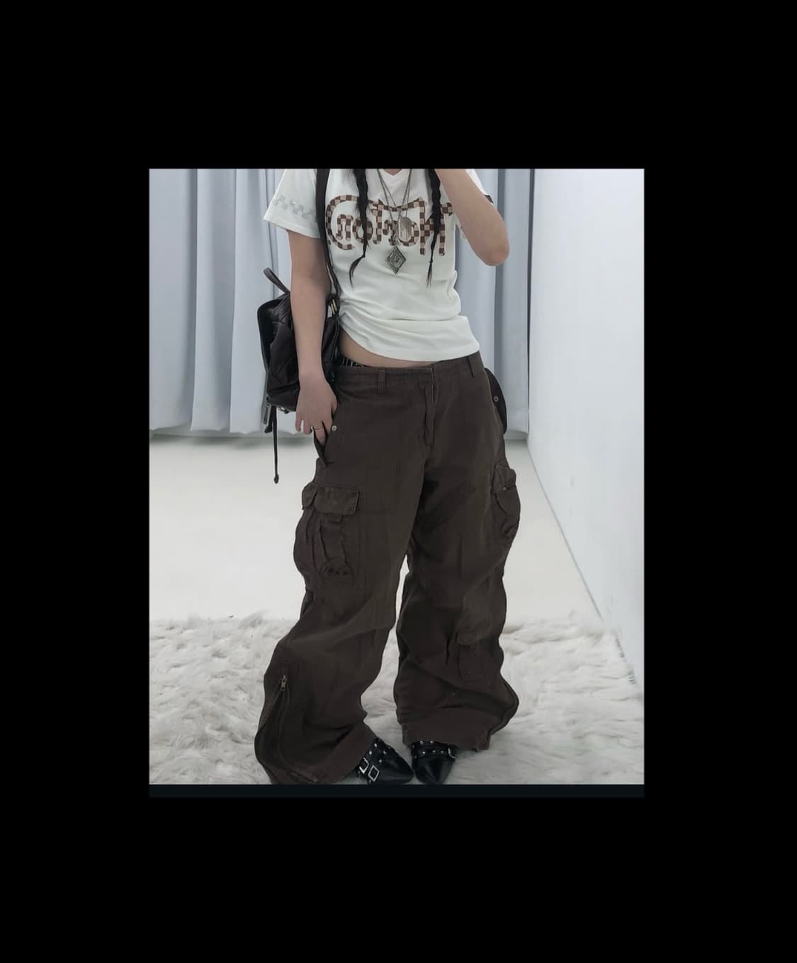 y2k 브라운 부츠컷 카고 디테일팬츠 상품이미지2