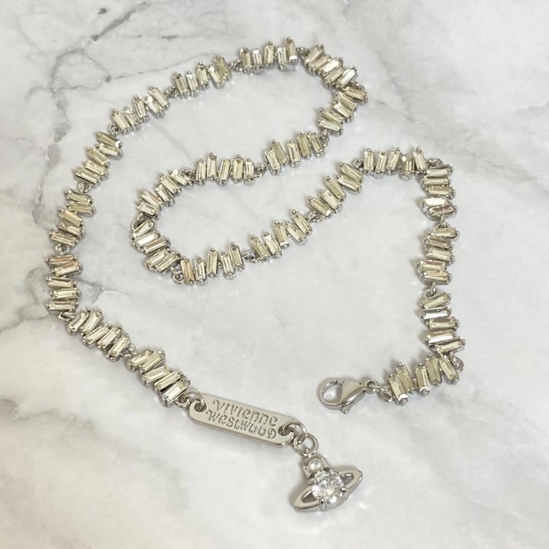 비비안웨스트우드 아카이브 크리스탈 큐빅 orb 로고 초커 목걸이(새상품) 상품이미지2