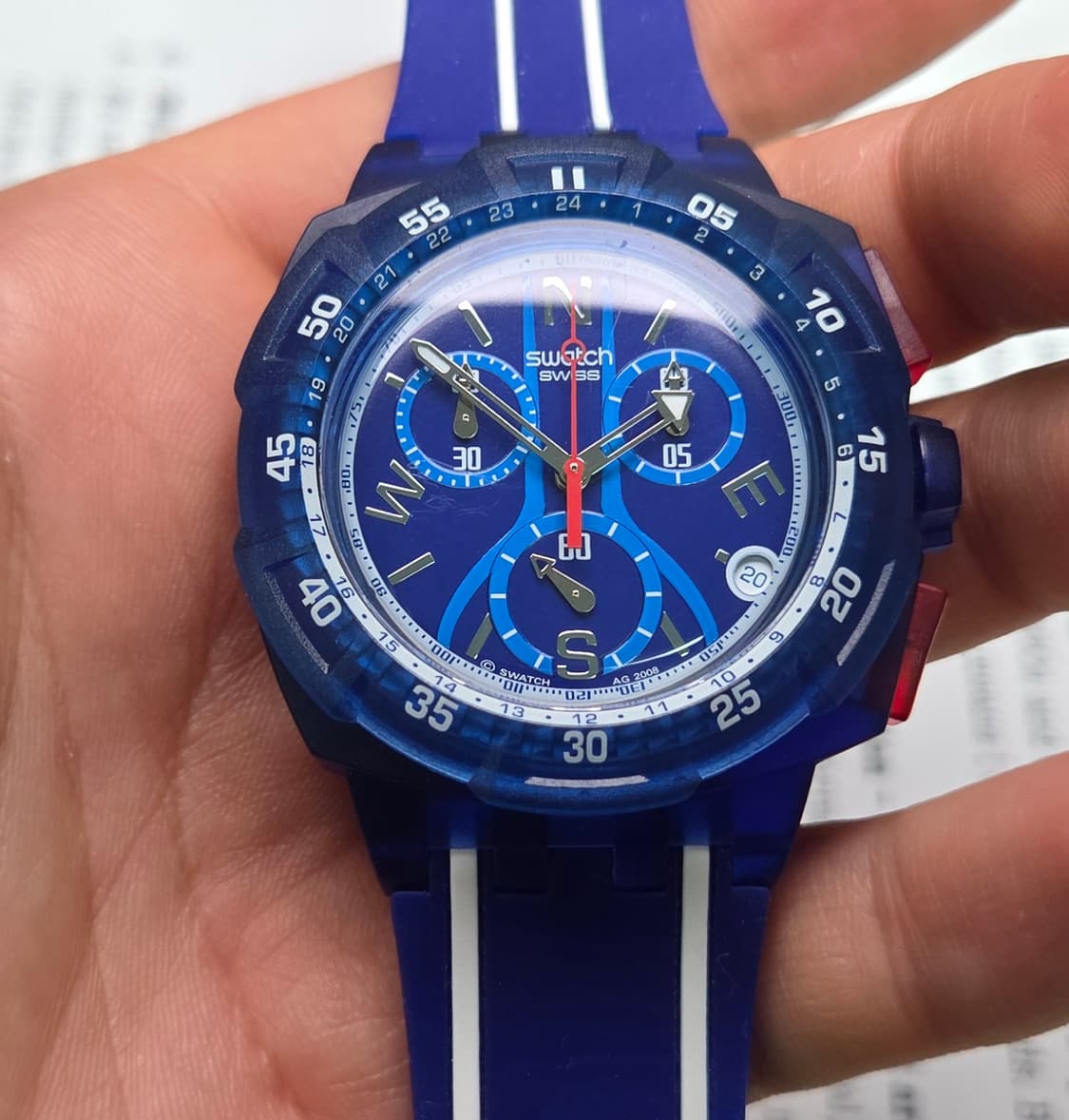 빈티지 스와치 크로노 윈드 블로커 SUIS400 블루청판 43mm 쿼츠 상품이미지7