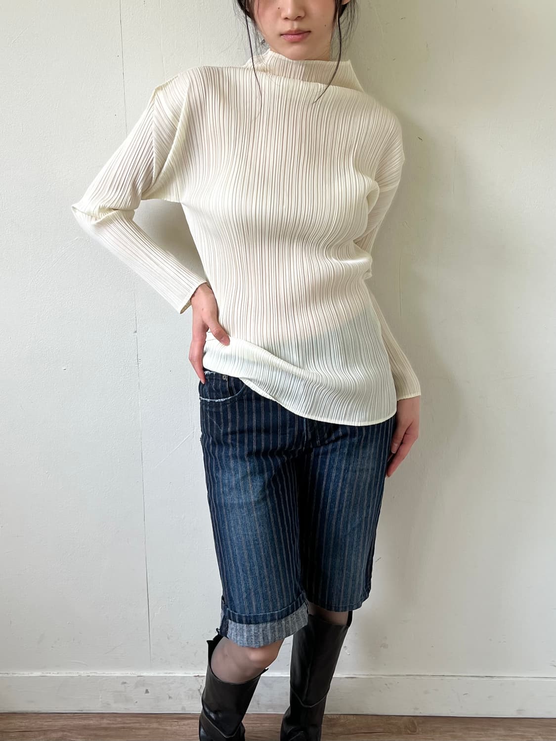 PLEATS PLEASE 아이보리 플리츠 탑 상품이미지3