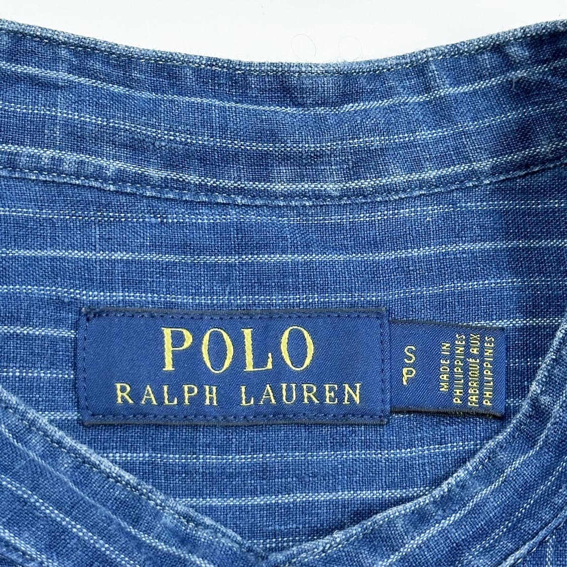 폴로 랄프로렌 린넨 차이나 카라 코발트 블루 셔츠 (S) 상품이미지5