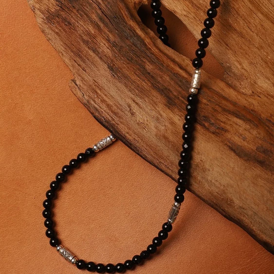애끼 에스닉 천연 남자 원석목걸이(블랙오닉스42cm) 상품이미지1