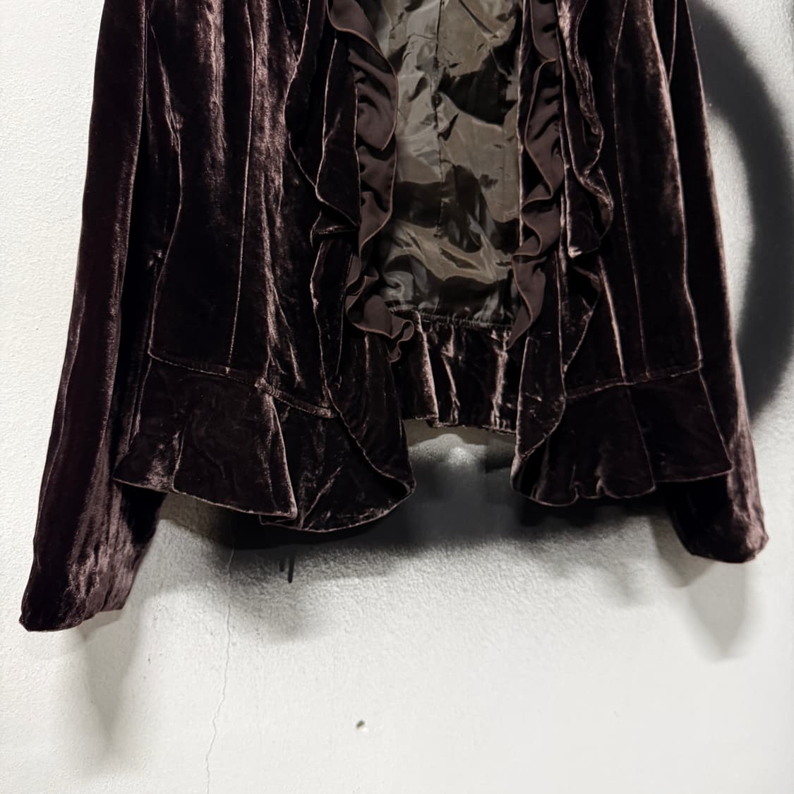VTG 빈티지 프릴 디테일 다크 브라운 벨벳 자켓 상품이미지4