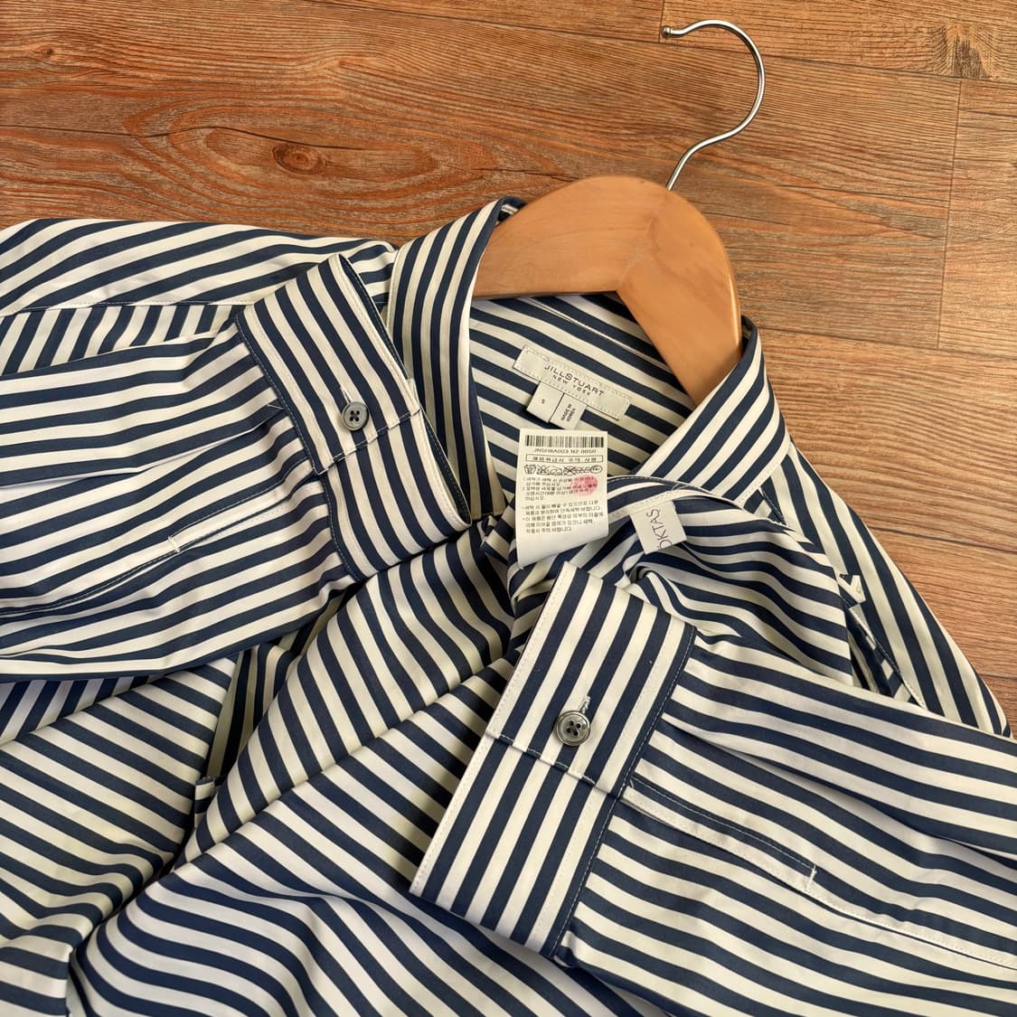 질스튜어트 S 루즈핏 스트라이프 셔츠 남방 새제품급 상품이미지8