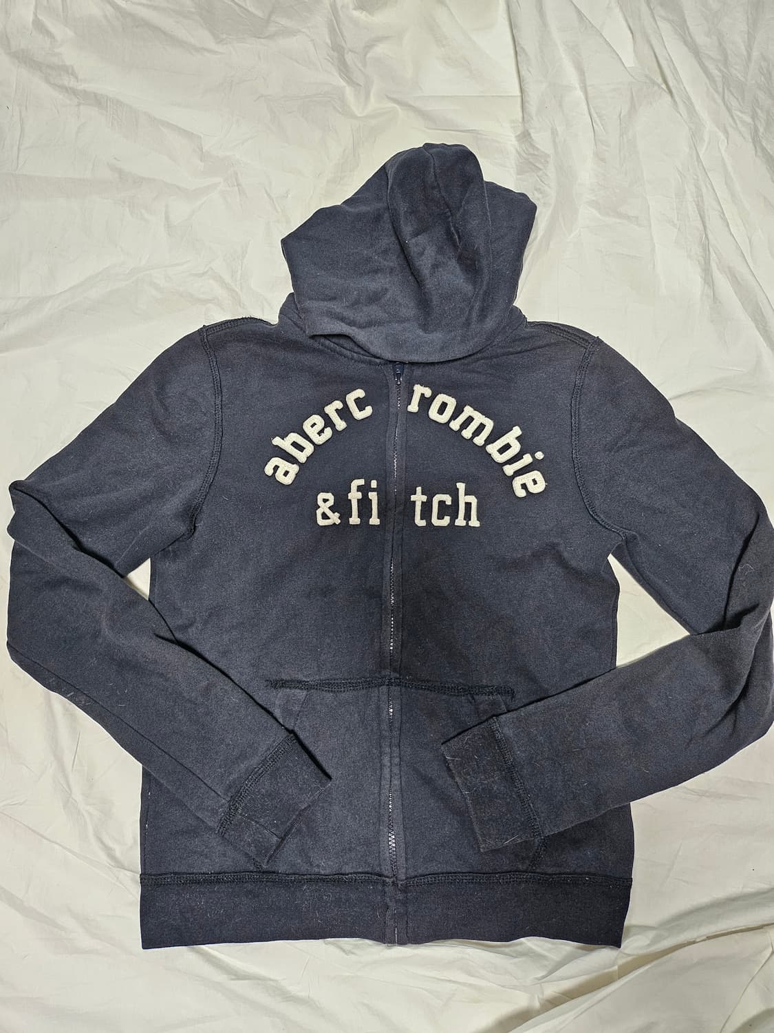 아베크롬비 아치 자수로고 핀터깔 y2k 후드집업 블랙 M 상품이미지1