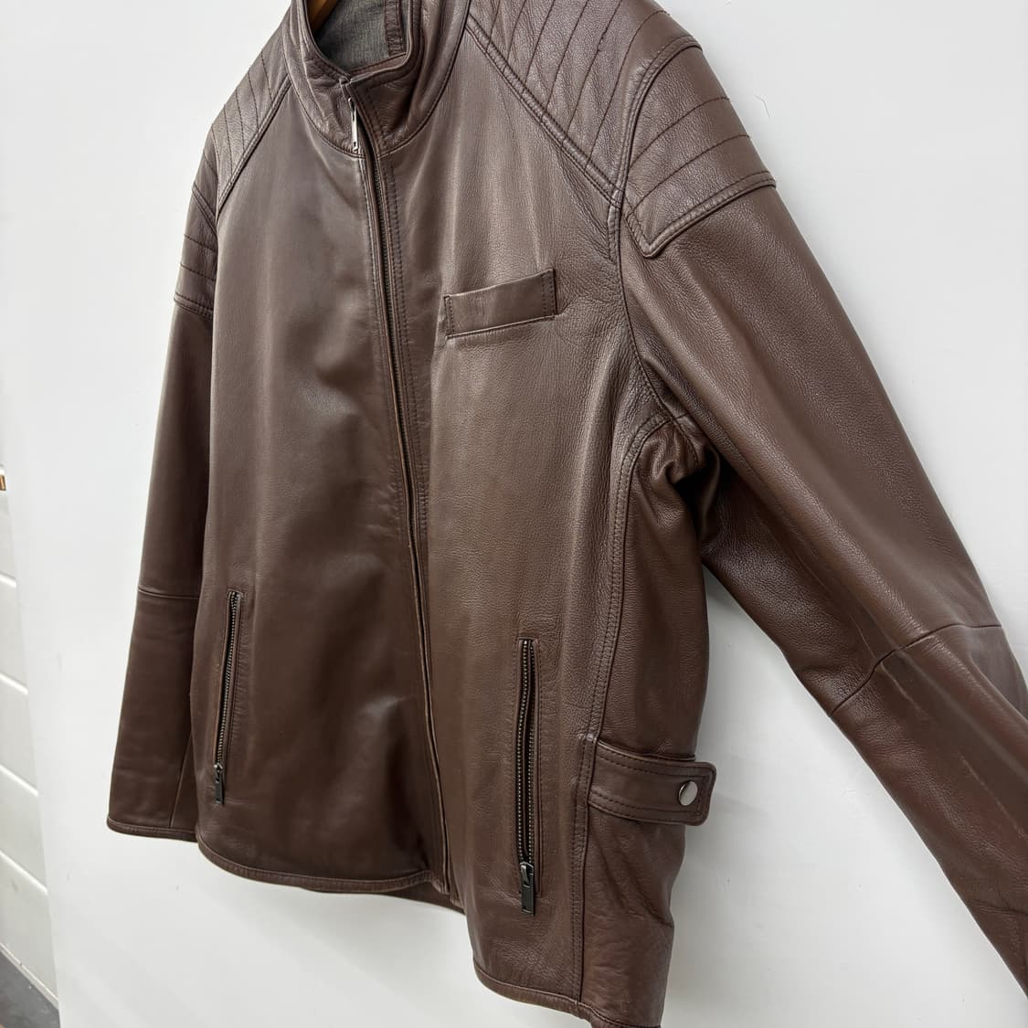 브라운 양가죽 자켓 라이더 스타일 남성 XL 상품이미지3