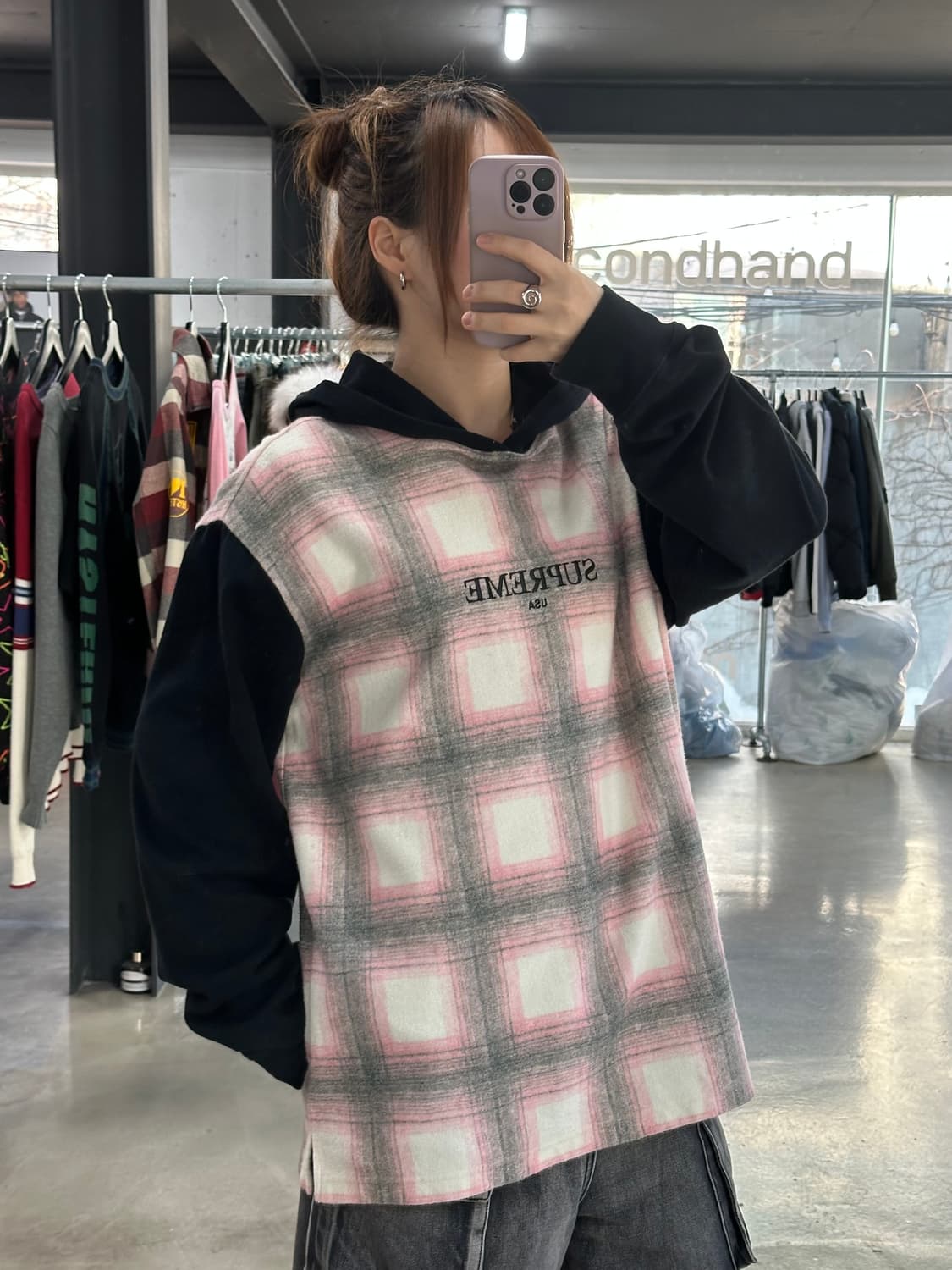 슈프림 17AW 쉐도우 플래드 후드티 상품이미지4