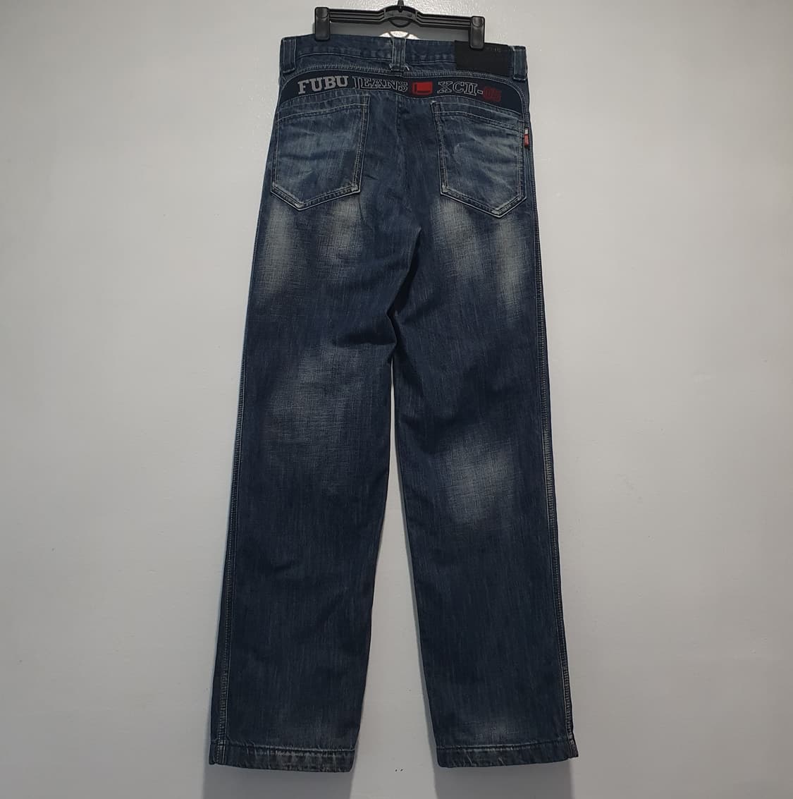 Fubu 후부 레터링 와이드 워싱 데님 팬츠 청바지 중청 Y2K 32인치 상품이미지7