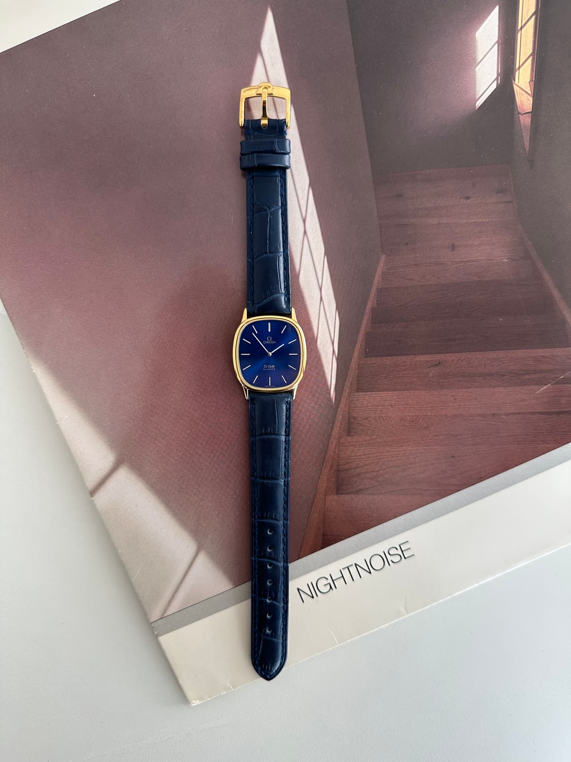 정품 오메가 엘립스 드빌 쿼츠 청판 금장 빈티지 시계 상품이미지5