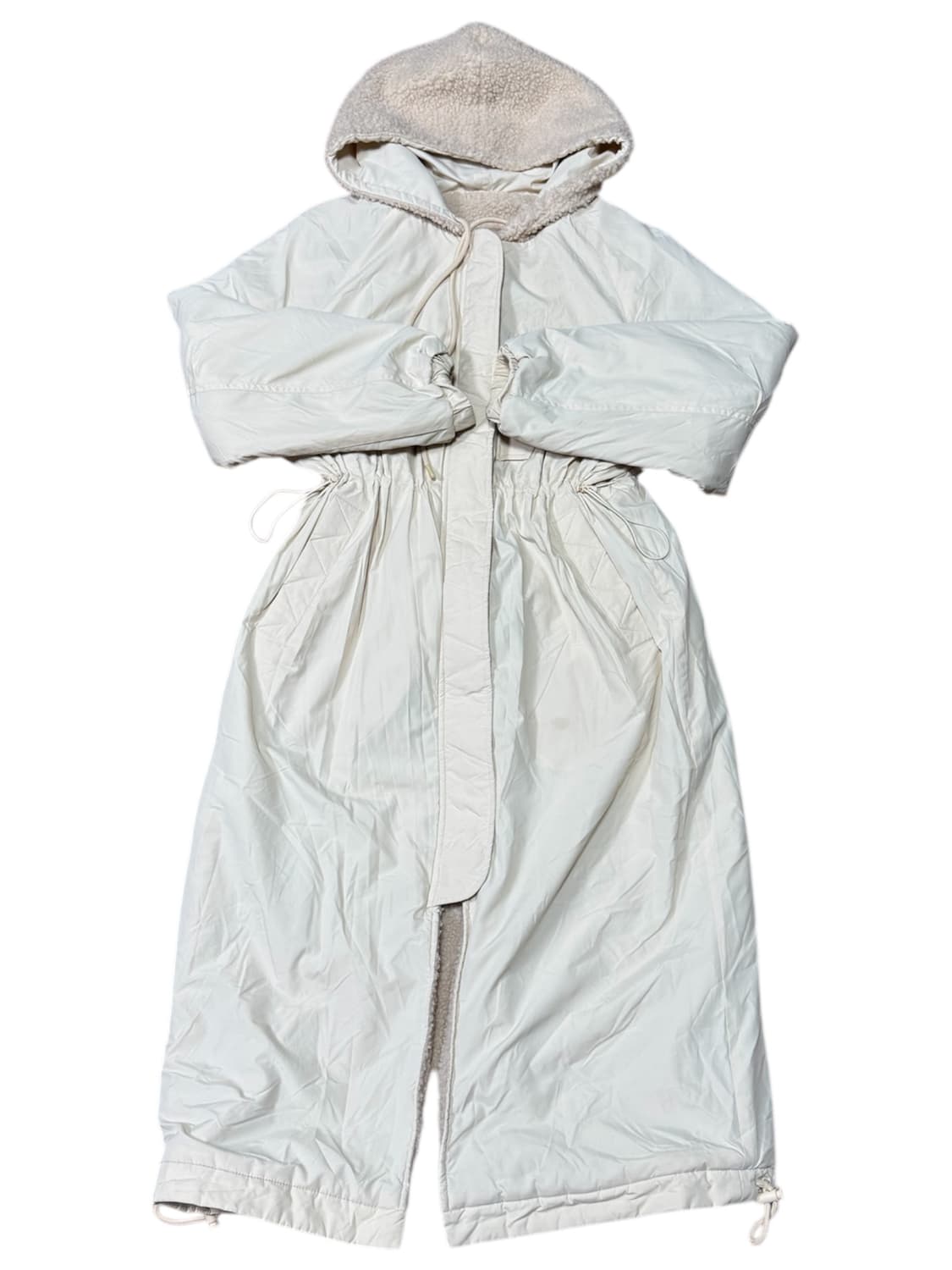 (바배) 베이지 뽀글이 리버시블 후드 롱 집업점퍼 상품이미지2