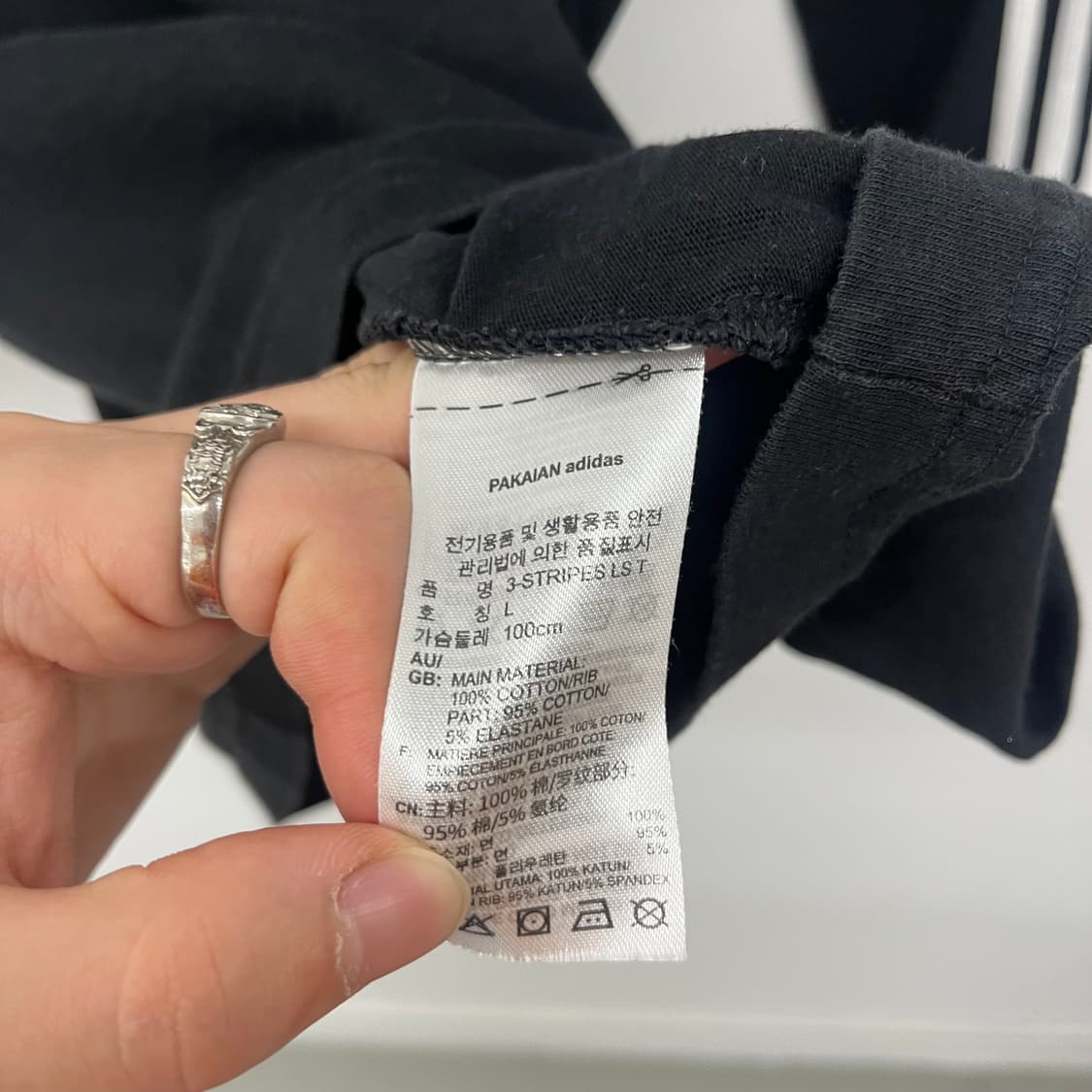 아디다스 3선 긴팔 티셔츠 블랙 남L 상품이미지4