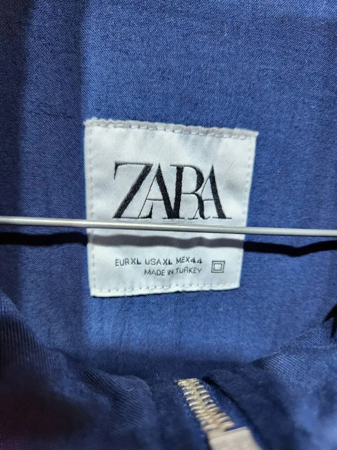 XL/ 자라 면 블루종 집업 자켓 블루네이비 /1028 상품이미지4