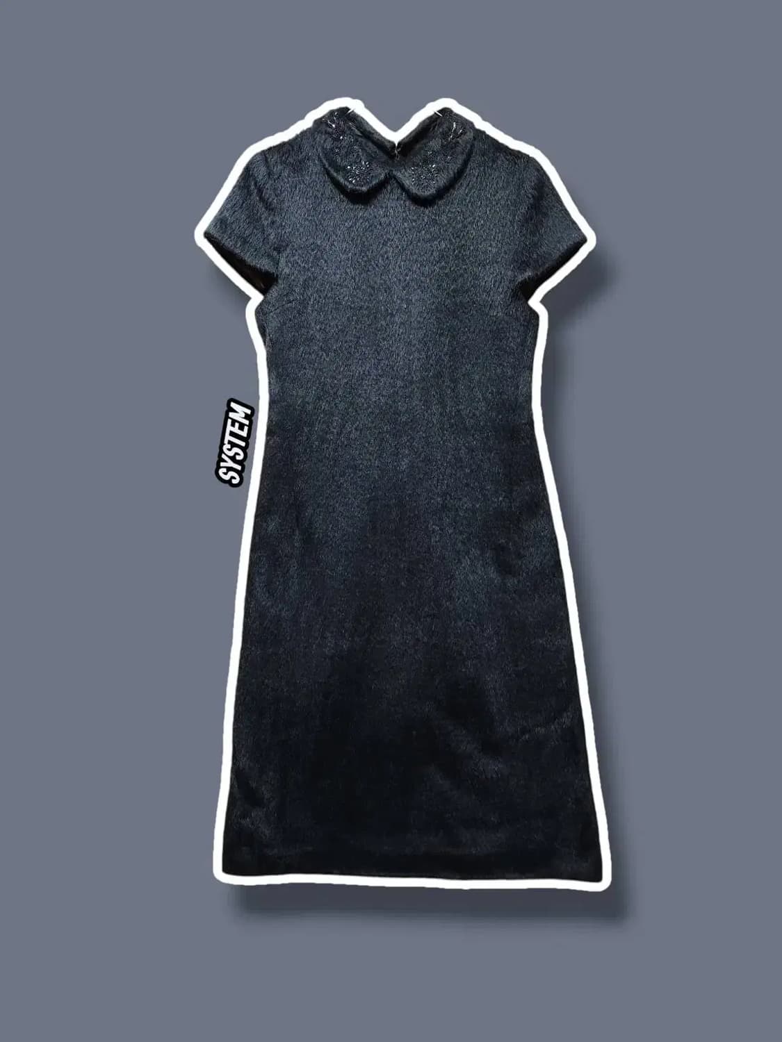 66/ 한섬 시스템 모 카라 장식 롱원피스 블랙 /1105 상품이미지1