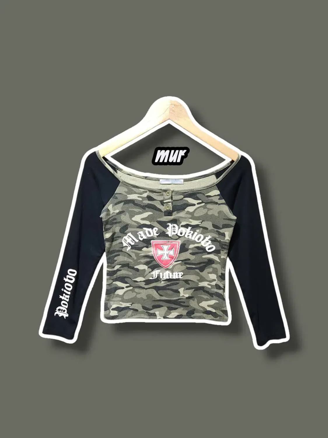 F/ 원더플레이스 MUR 오프숄더 밀리터리 긴팔티셔츠 /1114 상품이미지1