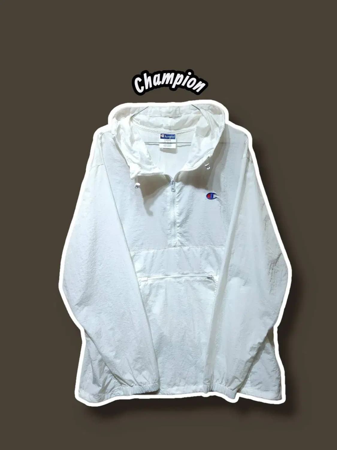 L/ 챔피온 후드 나일론 아노락 반집업 화이트 /1114 상품이미지1