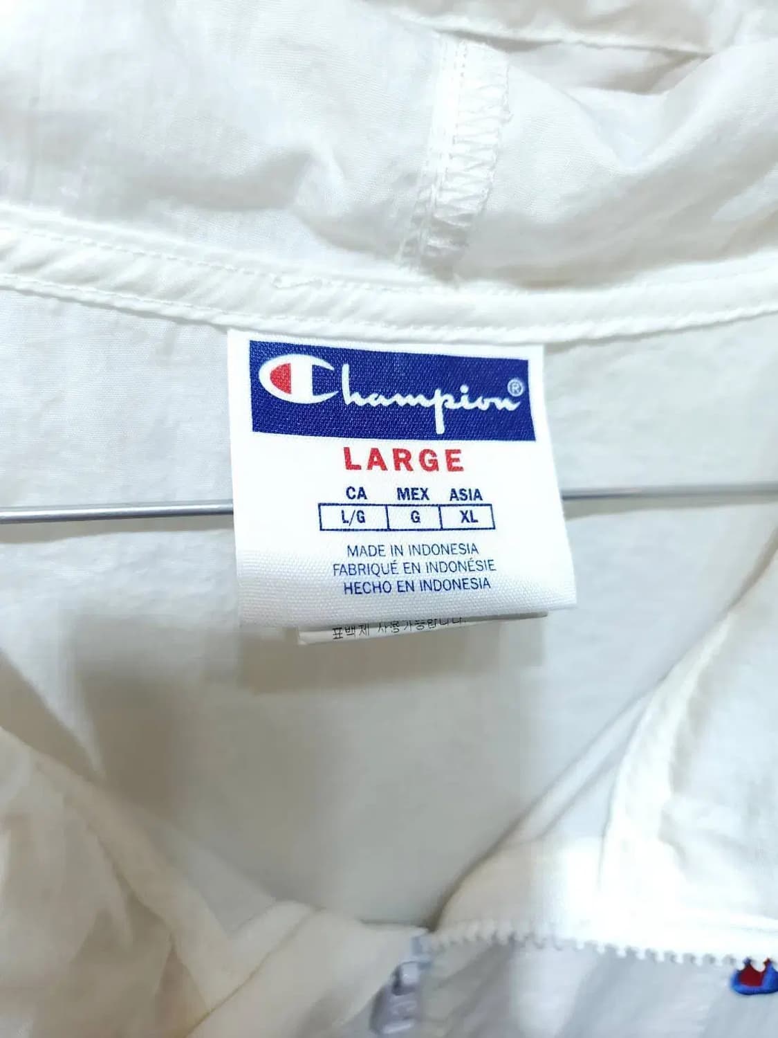 L/ 챔피온 후드 나일론 아노락 반집업 화이트 /1114 상품이미지4