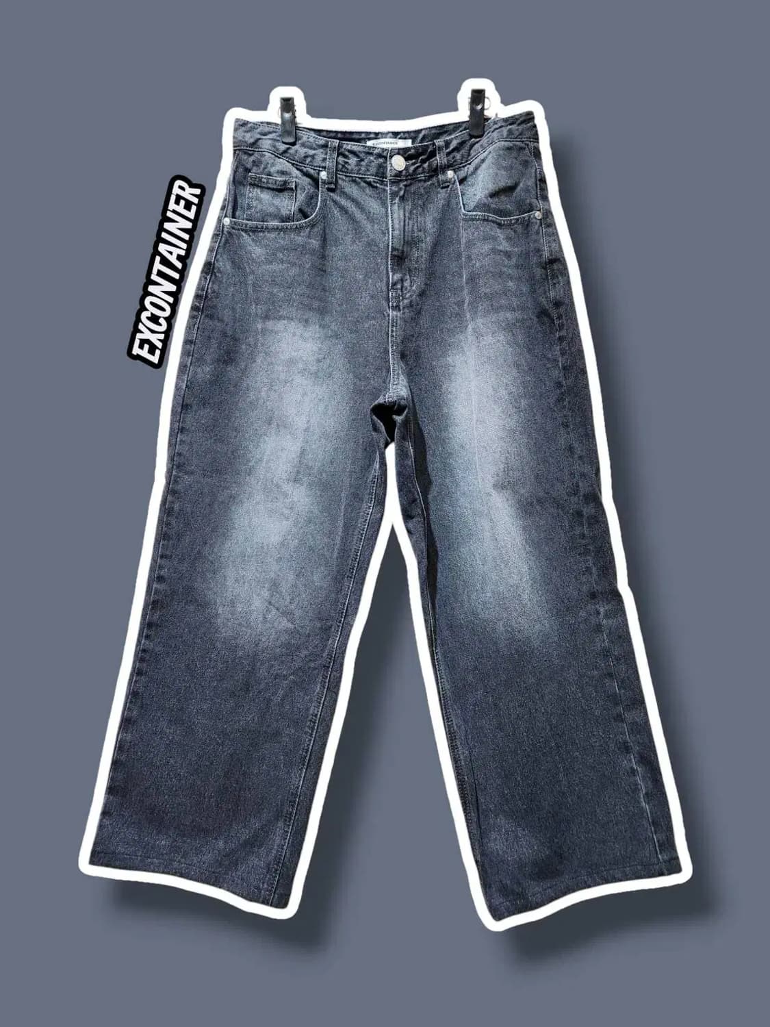 L/ EXCONTAINER 엑스컨테이너 흑청 와이드 데님 팬츠 /1117 상품이미지1
