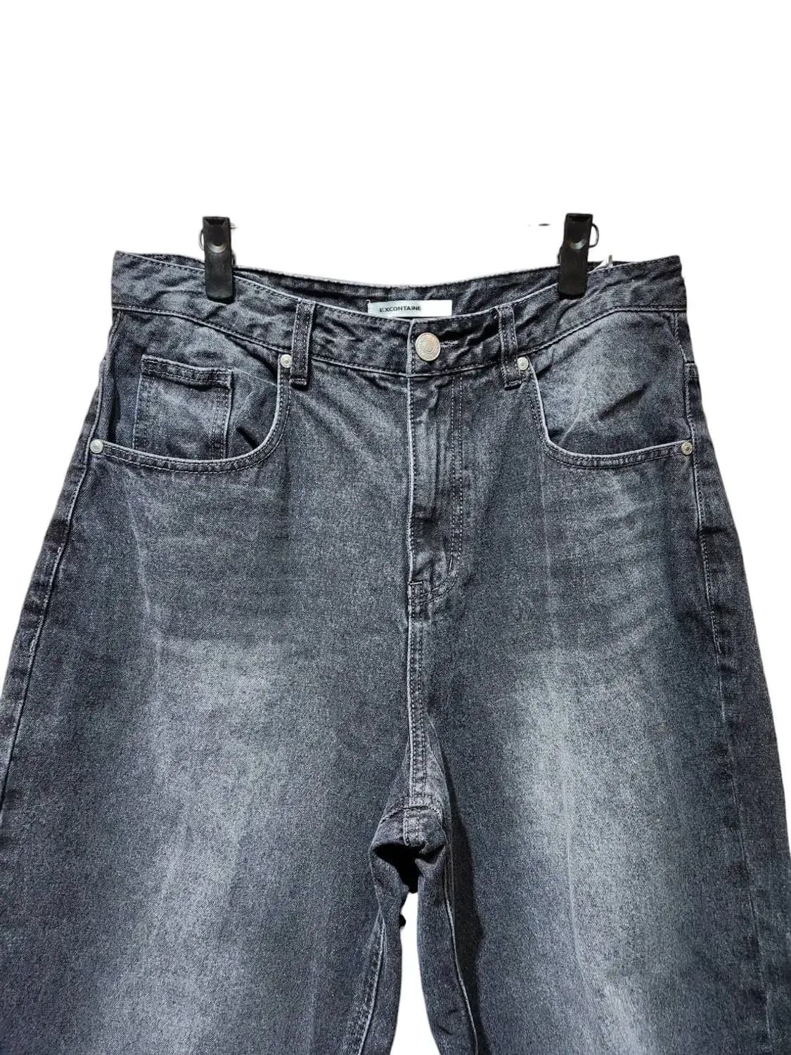 L/ EXCONTAINER 엑스컨테이너 흑청 와이드 데님 팬츠 /1117 상품이미지2