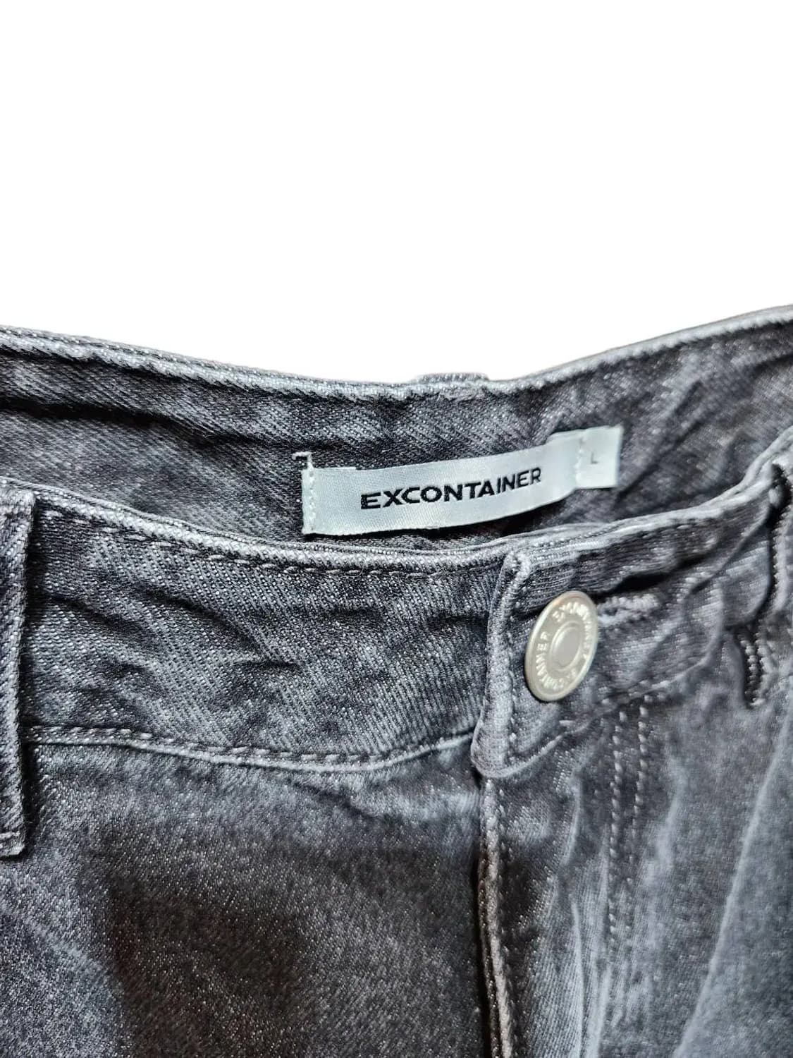 L/ EXCONTAINER 엑스컨테이너 흑청 와이드 데님 팬츠 /1117 상품이미지4