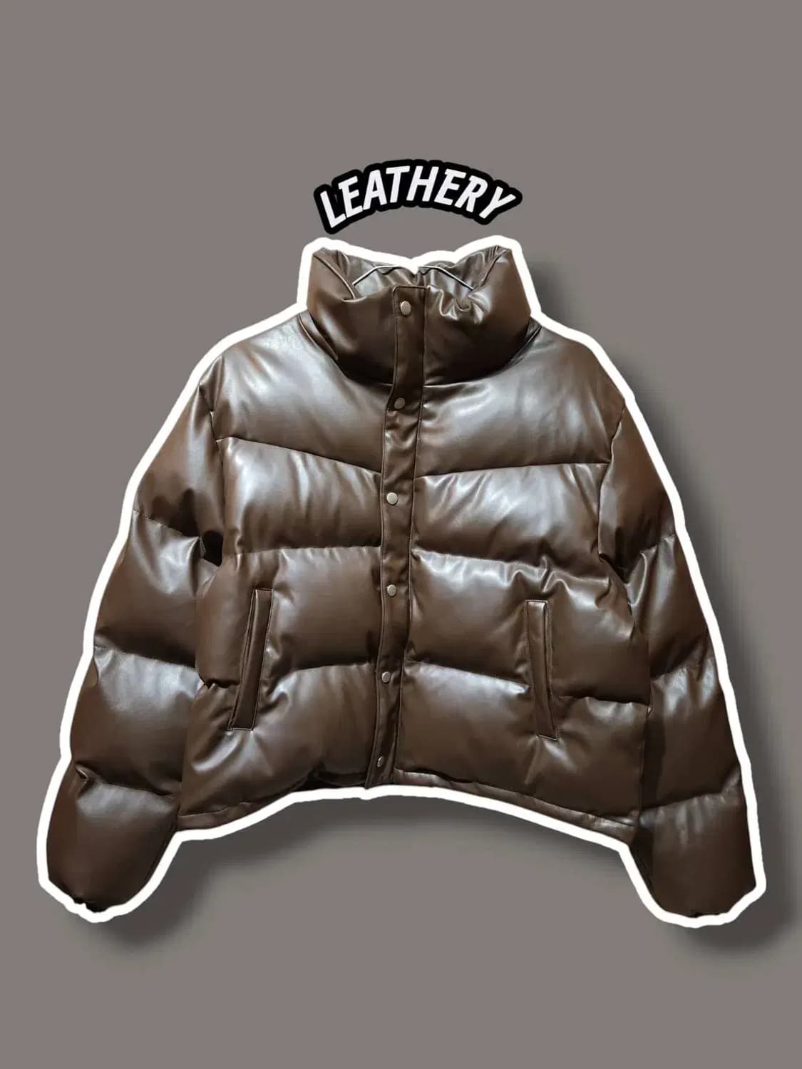 F/ LEATHERY 레더리 비건 레더 푸퍼 자켓 브라운 /1202 상품이미지1