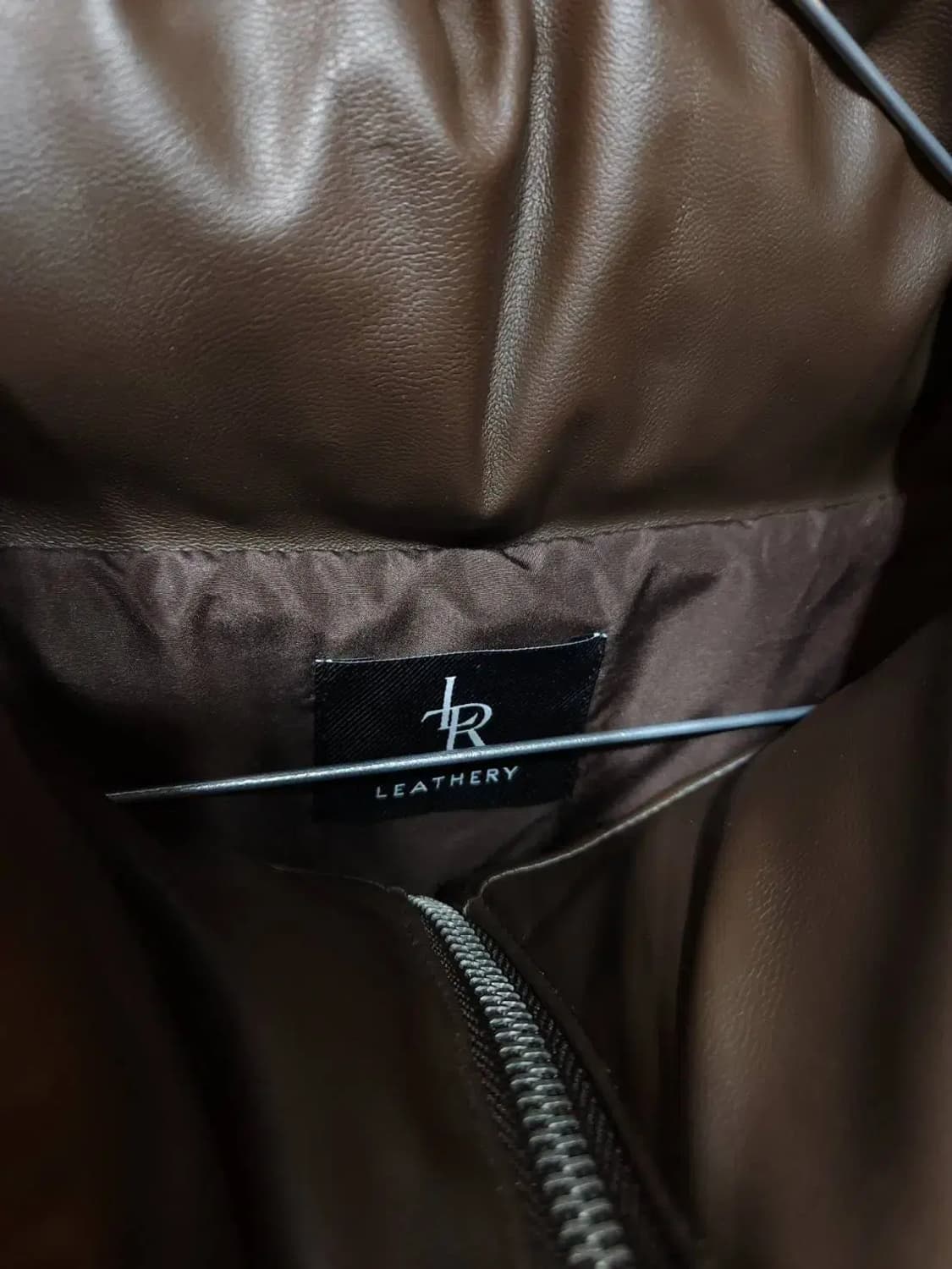 F/ LEATHERY 레더리 비건 레더 푸퍼 자켓 브라운 /1202 상품이미지4