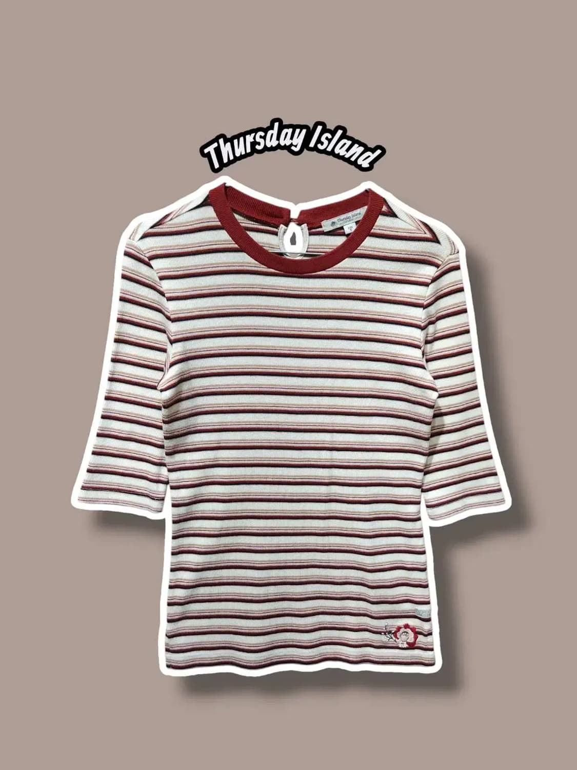 S/ 써스데이아일랜드 7부 단가라 니트 /1208 상품이미지1