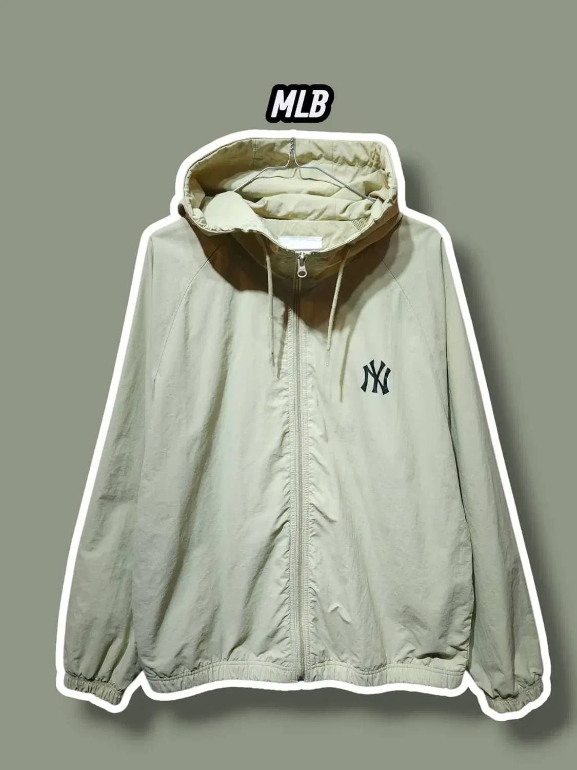 L/ MLB 엠엘비 뉴욕양키스 후드 바람막이 베이지 /1210 상품이미지1