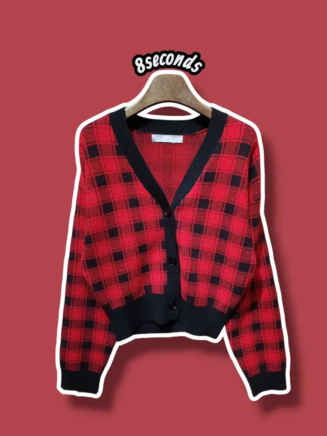 M/ 에잇세컨즈 체크 패턴 가디건 레드 /1216 상품이미지1