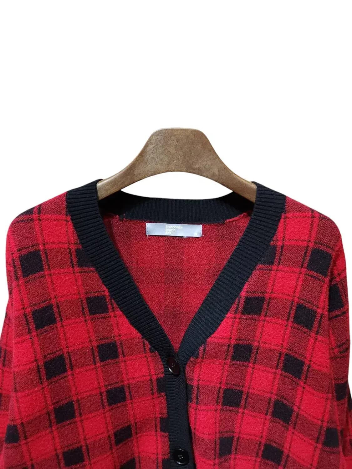 M/ 에잇세컨즈 체크 패턴 가디건 레드 /1216 상품이미지2