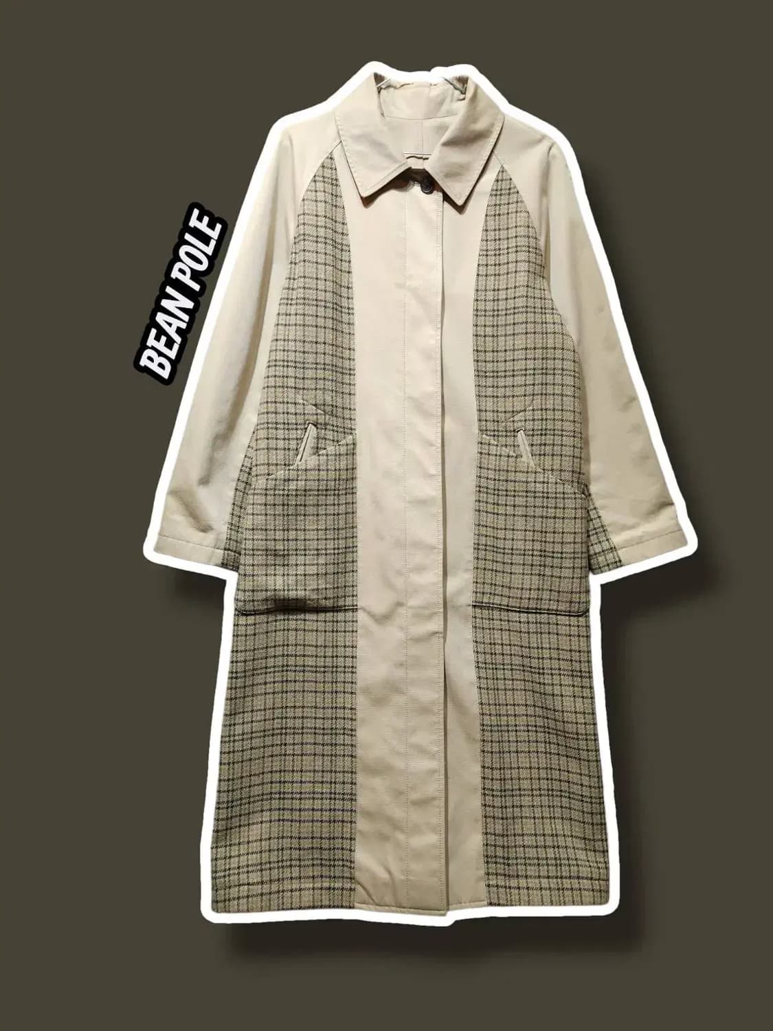 90/ 빈폴 레이디스 울 체크 리버시블 트렌치코트 베이지 /1222 상품이미지1