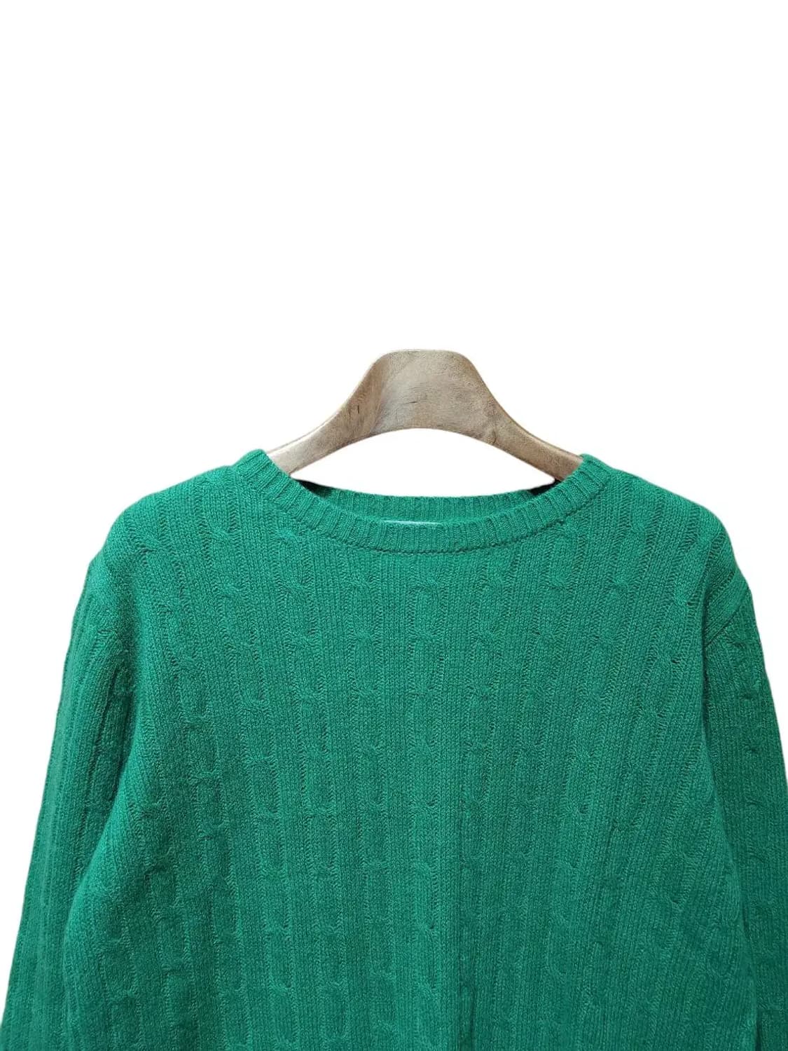 95/ LBL 엘비엘 울 케이블 니트 그린 /1224 상품이미지2