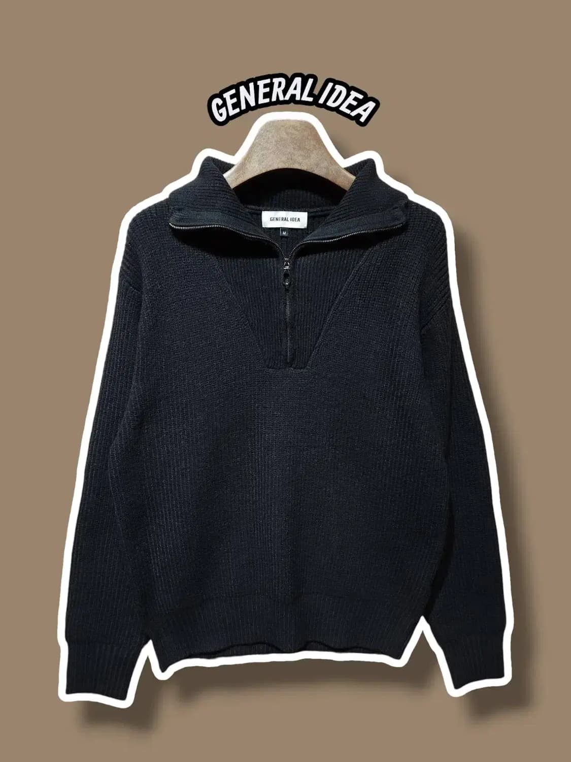 M/ 제너럴아이디어 하찌 집업 울혼방 니트 블랙 /1224 상품이미지1