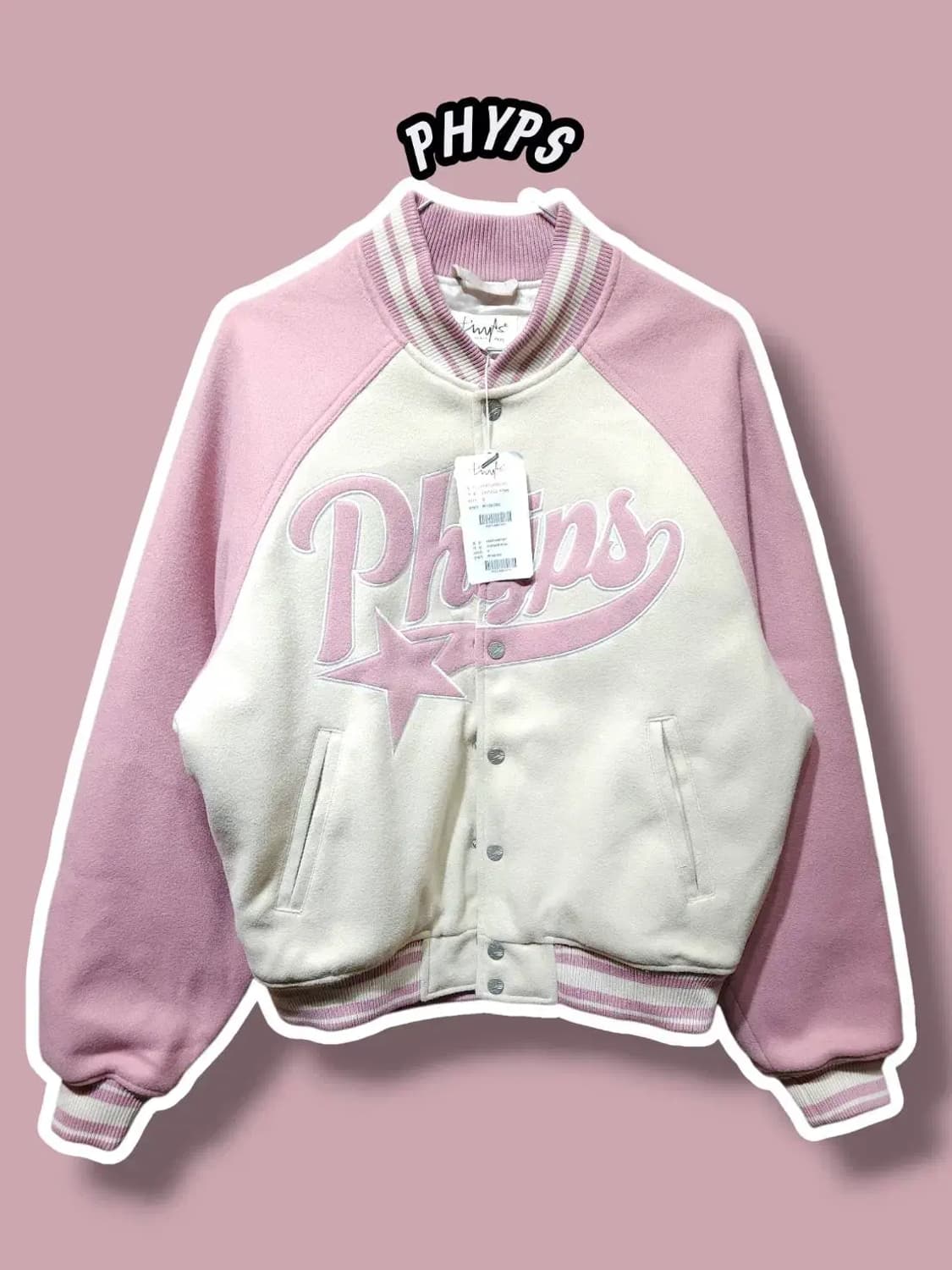 S/ PHYPS 피지컬디파트먼트 바시티 자켓 핑크 새상품 /1226 상품이미지1
