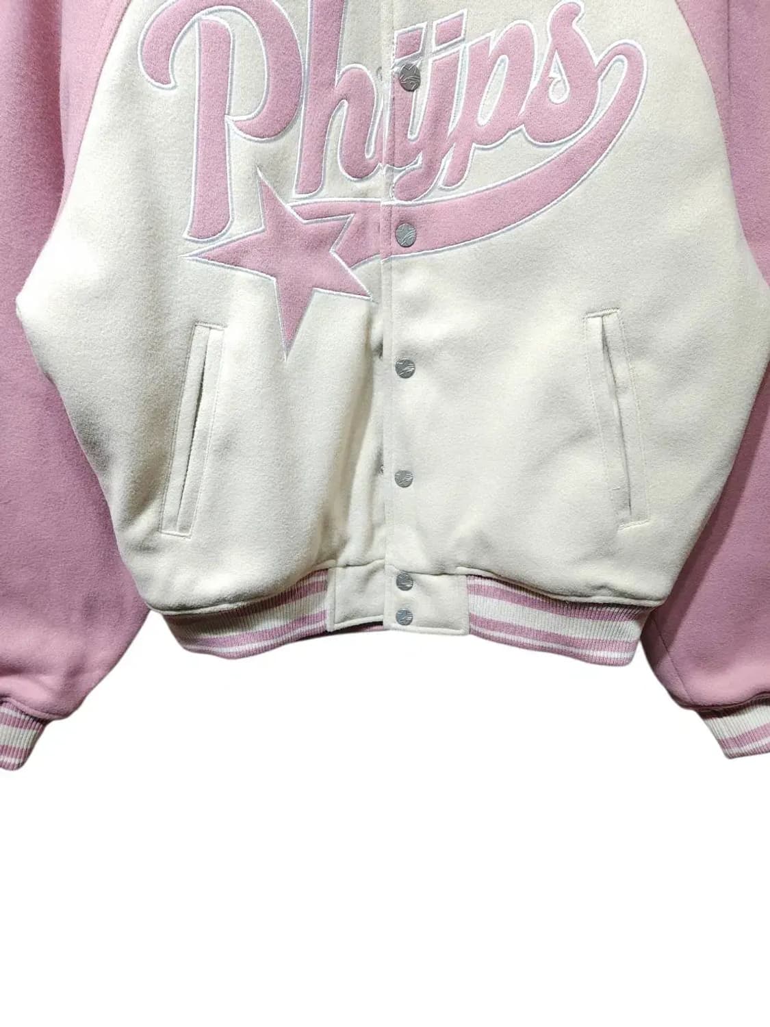 S/ PHYPS 피지컬디파트먼트 바시티 자켓 핑크 새상품 /1226 상품이미지3