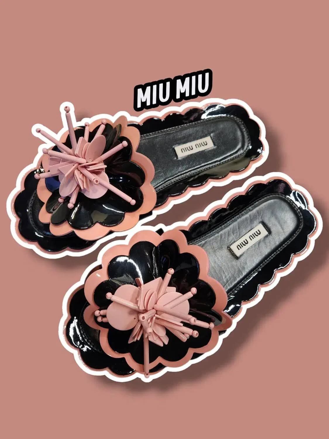 38/ MIUMIU 미우미우 플라워 슬라이스 에나멜 슬리퍼 /1230 상품이미지1