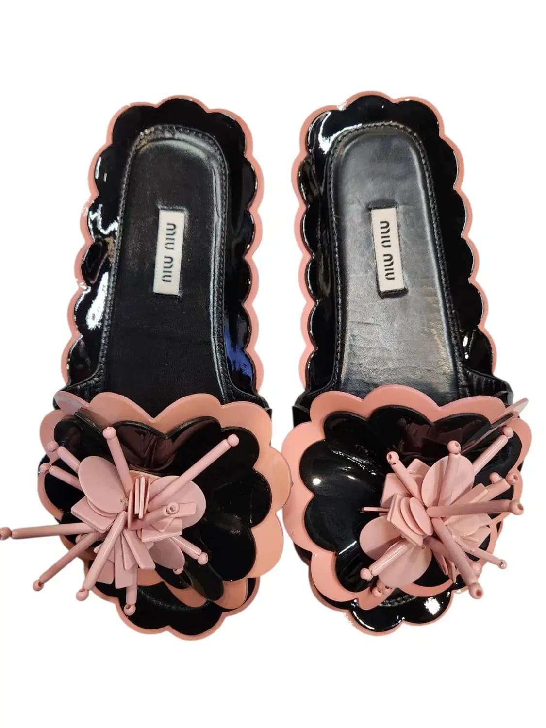 38/ MIUMIU 미우미우 플라워 슬라이스 에나멜 슬리퍼 /1230 상품이미지3