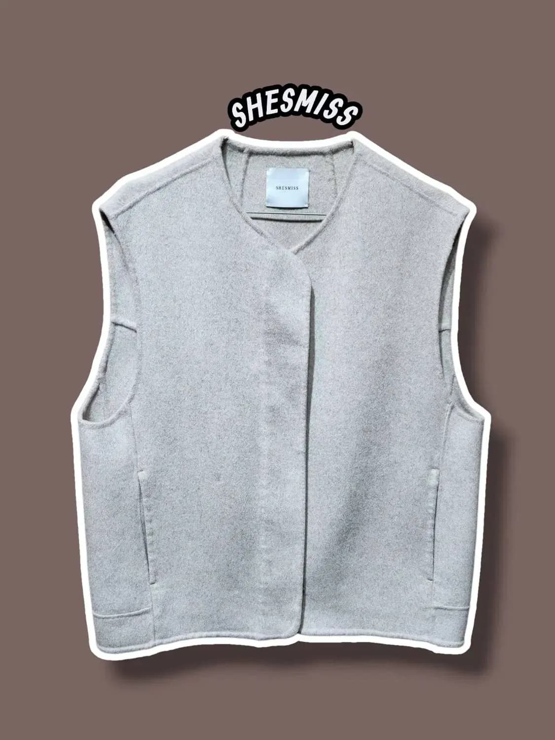 55/ SHESMISS 쉬즈미스 히든버튼 핸드메이드 울 베스트 /0113 상품이미지1