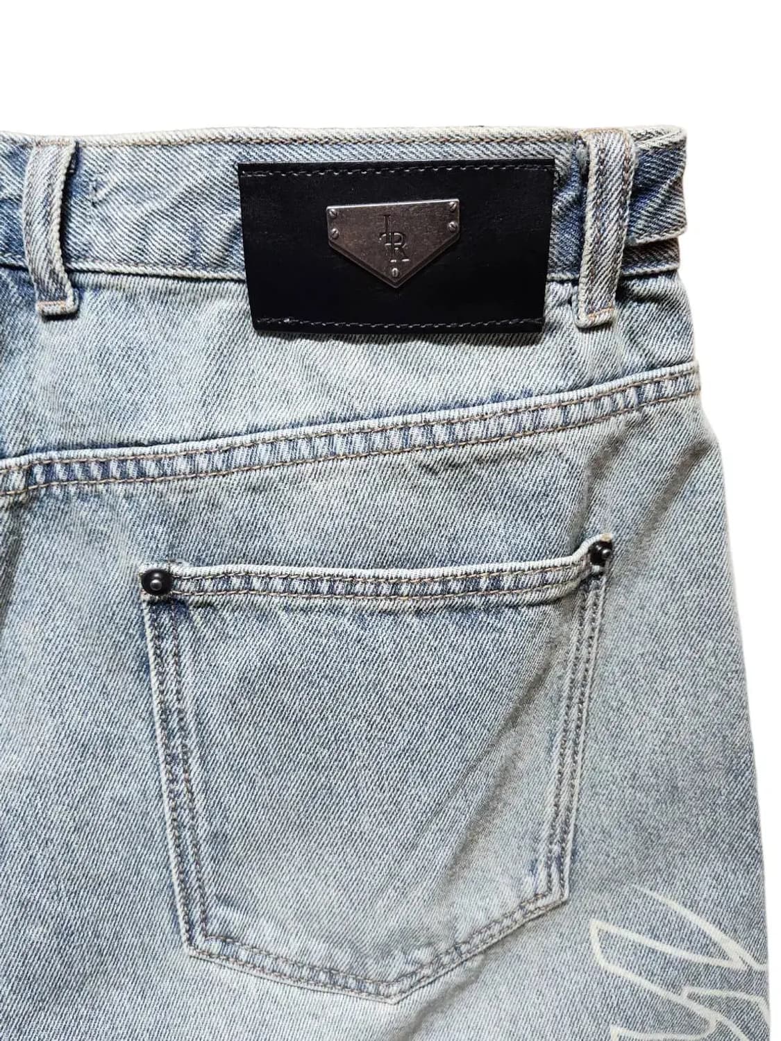 M/ 레더리 빈티지 프린팅 와이드 데님 팬츠 라이트블루 새상품 /0119 상품이미지10